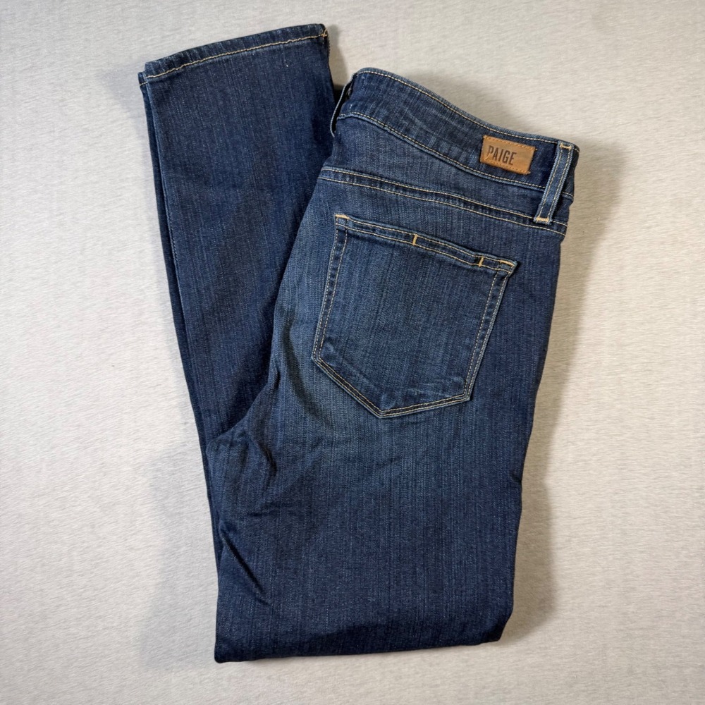 Paige Jane Zip Crop Jeans Dark Wash Blue Skinny Zipper Hem Size 29